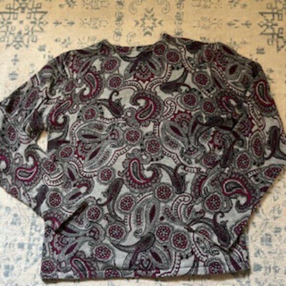 🧡3/15 Karen Scott Paisley Print Cotton Gray Cardigan Women's S - Picture 7 of 7